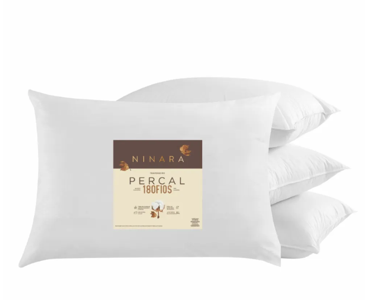 Travesseiro Percal 180 Fios NINARA - 50x70cm Premium Branco