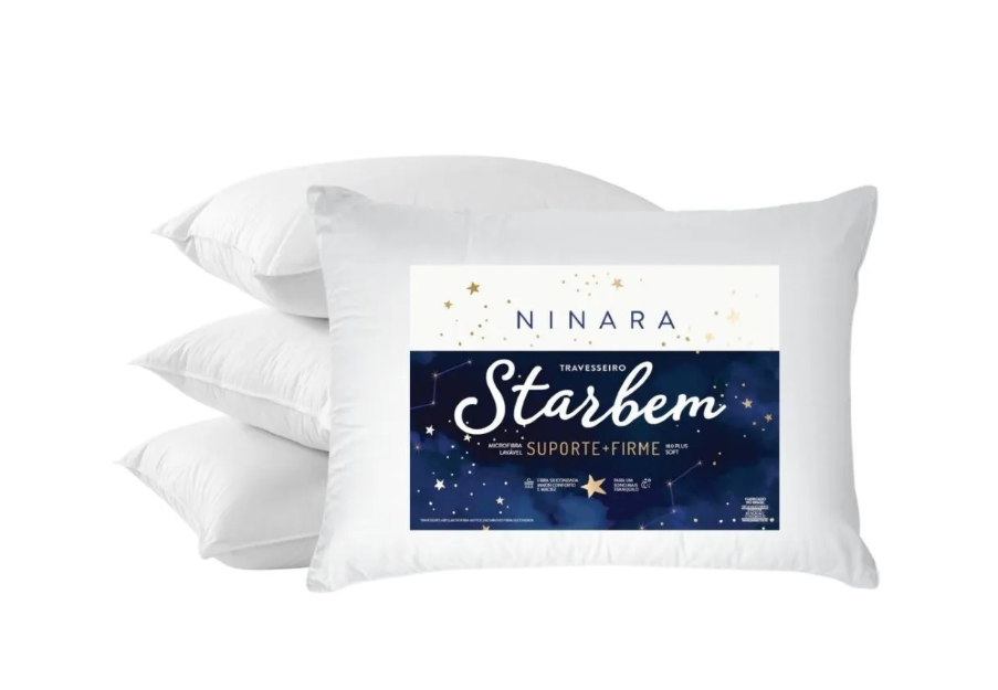 Travesseiro STARBEM NINARA - 45x65cm Suporte Firme Hipoalergênico